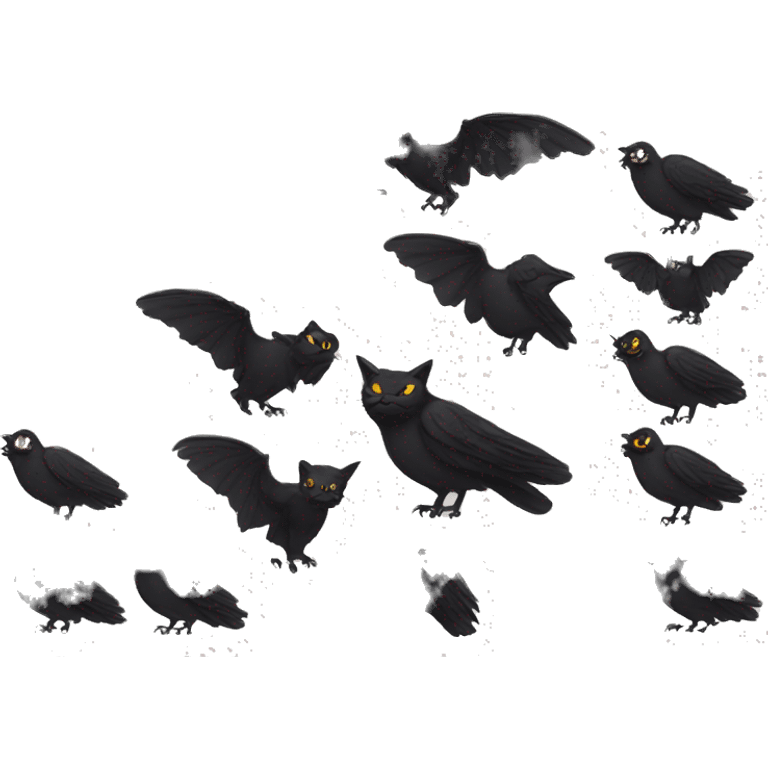 Black Cat With Raven Head And Raven Wings emoji