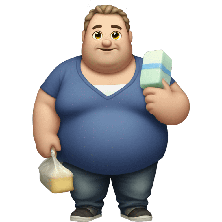 fat guy holding a bar of soap emoji