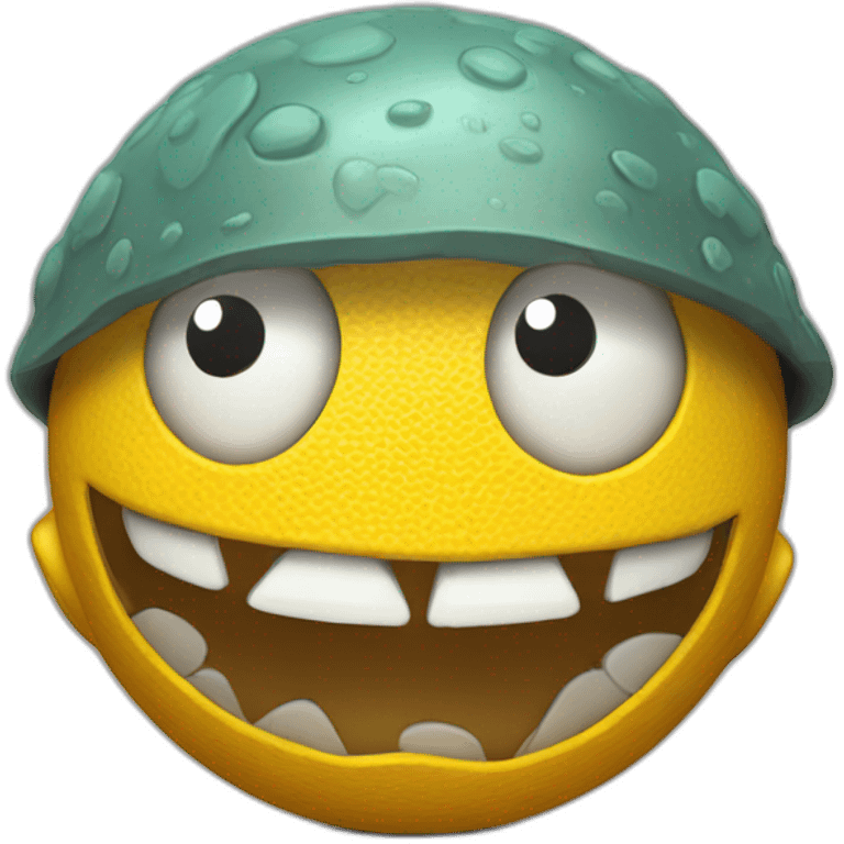 3d sphere with a cartoon Cod skin texture with big playful eyes emoji