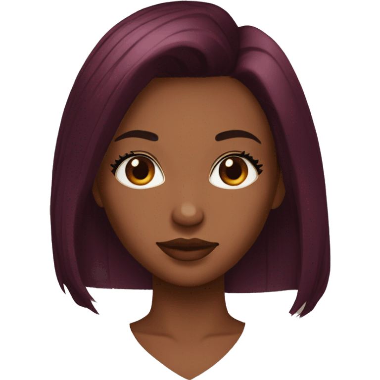 burgundy Red straight hair black girl with lashes emoji