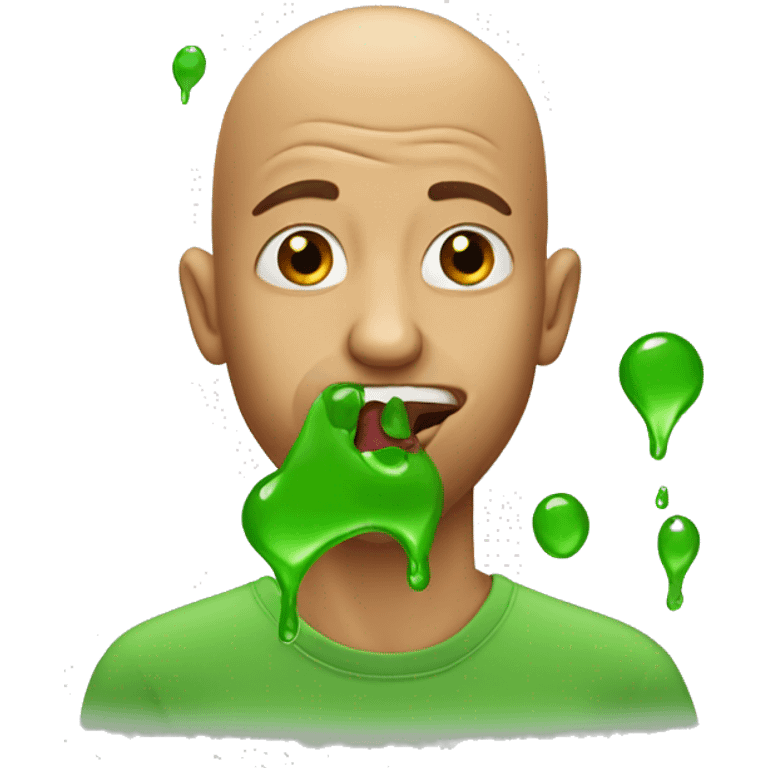 Tan bald guy green dripping from mouth emoji