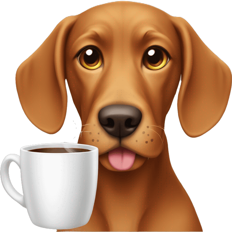 Vizler dog with a cup of coffww emoji