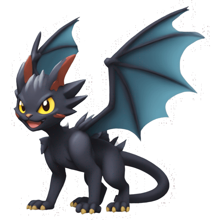 Black edgy Noivern-Nargacuga-cat-Fakemon full-body emoji