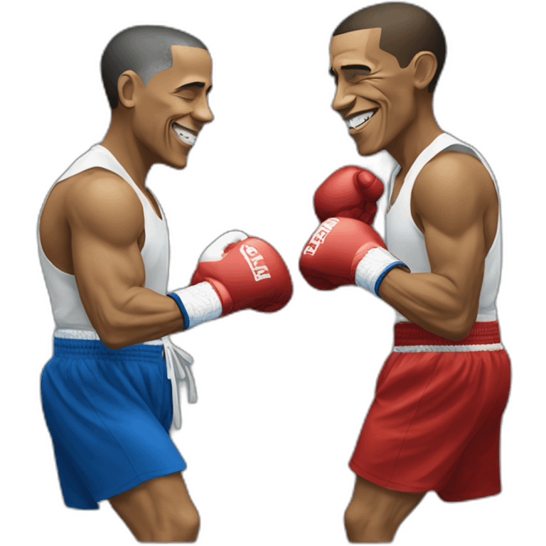 Barack Obama boxing with putin emoji