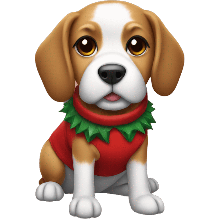 Dog wearing a Christmas outfit emoji