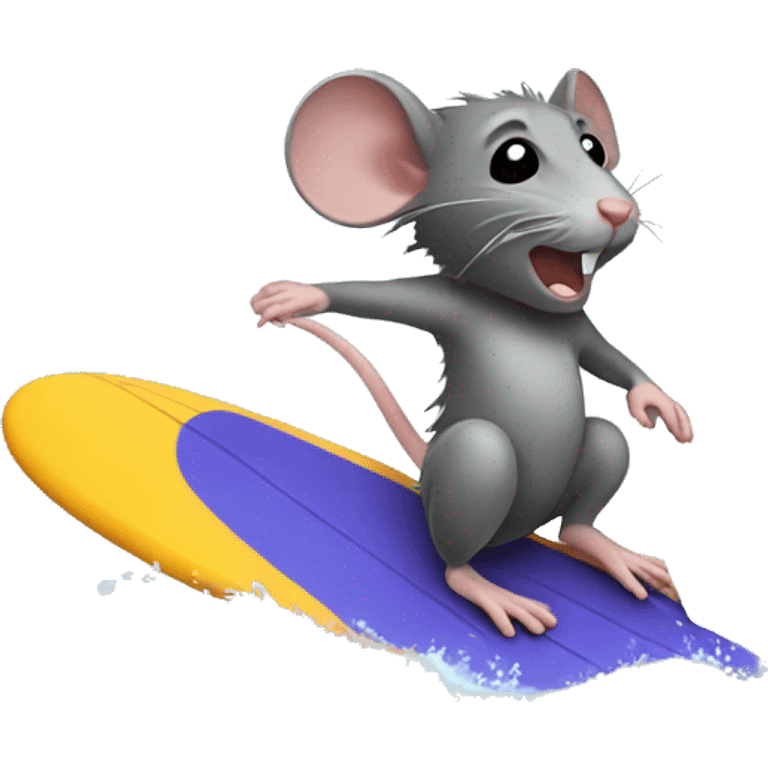 Rat surfing on water skies emoji