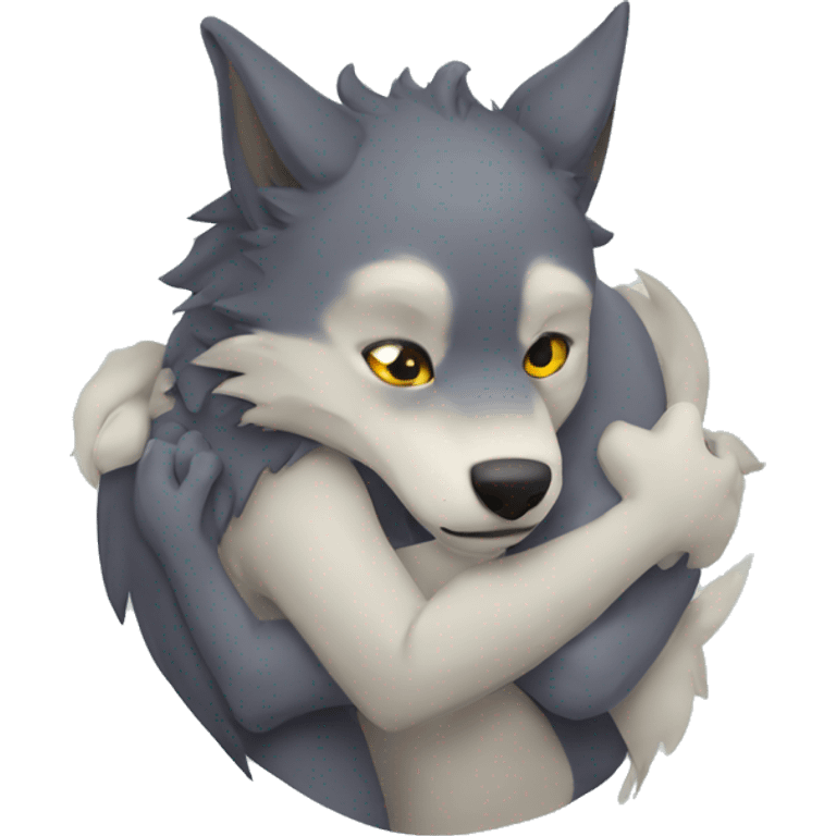 wolf hug dragon emoji