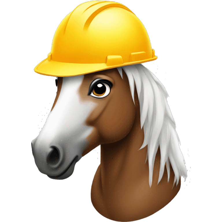 horse wearing a construction helmet emoji