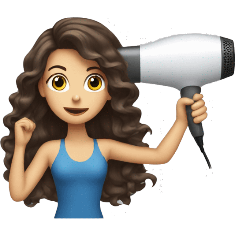 Brunette girl blow drying hair emoji