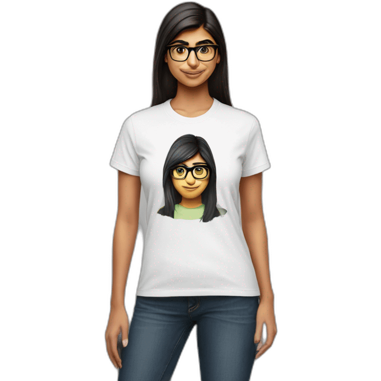 Mia khalifa with a teeshirt emoji