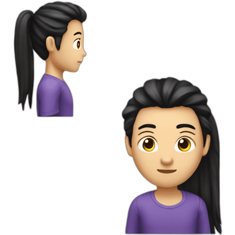 man relax shoulder pain behind black-long-hair pony-tail emoji