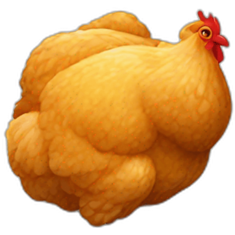 Un poulet qui mange un nugget emoji