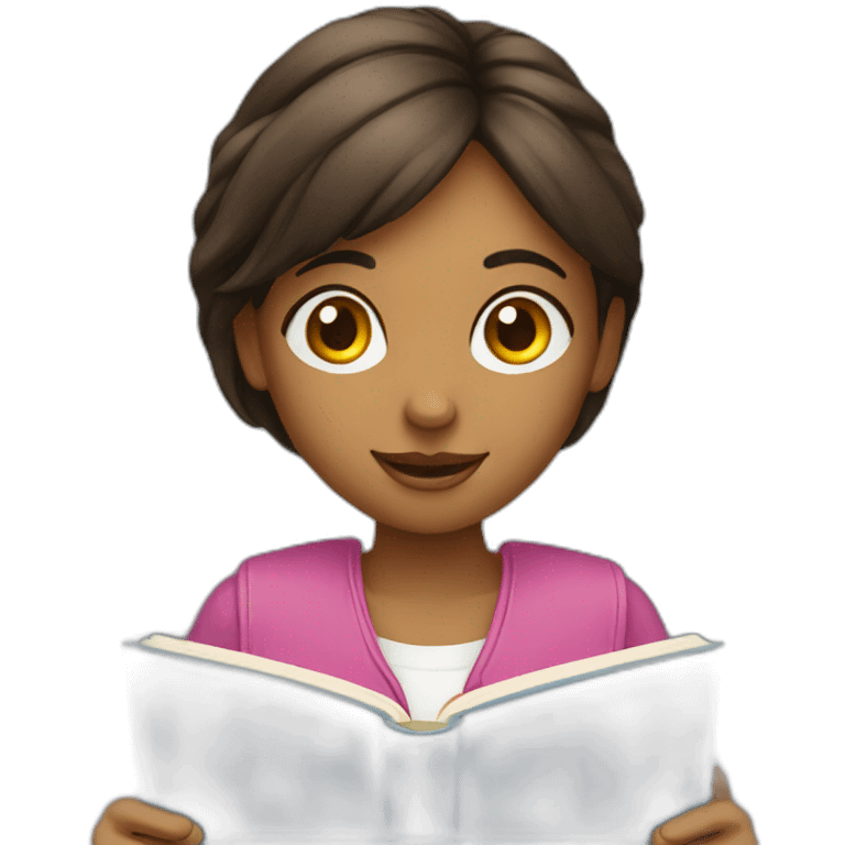 A girl reading a book.  emoji