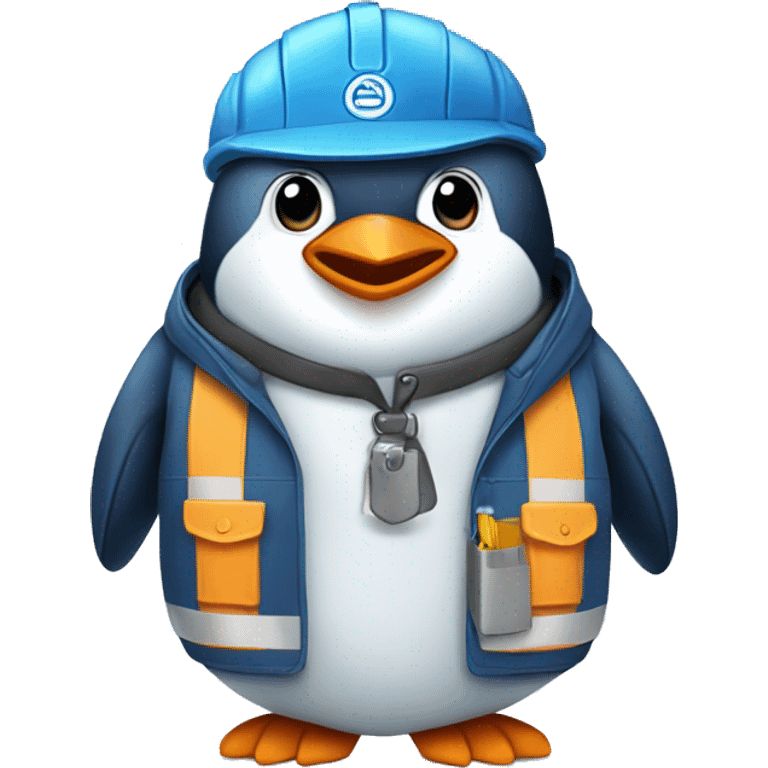 a blue penguin wearing workwears emoji