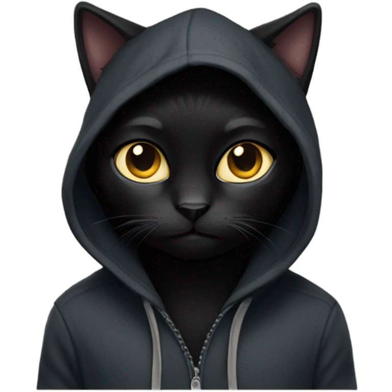 Black Cat wearing a hoody emoji