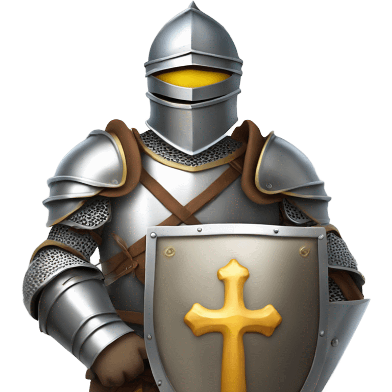 knight in armour wielding a shield,add a Christian style to it emoji