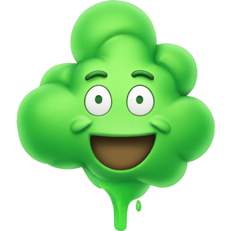 Living green gas cloud smiling widely emoji