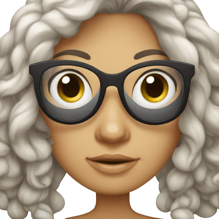 mulher cabelo branco e oculos emoji