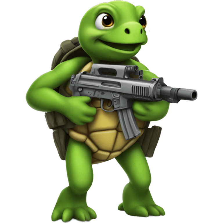 Turtle with a machine gun emoji