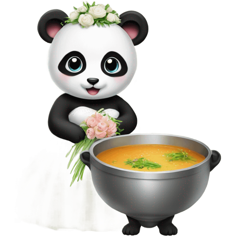 Baby panda bride marrying bowl of soup emoji