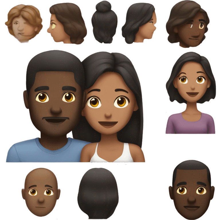 black man and brunette woman in love emoji