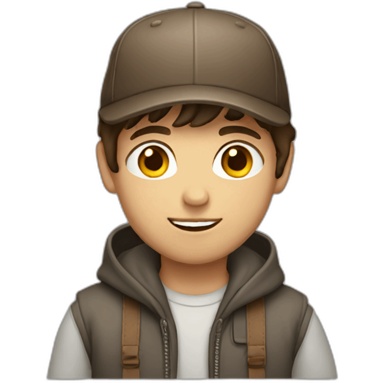 Boy with brown hair and cap emoji