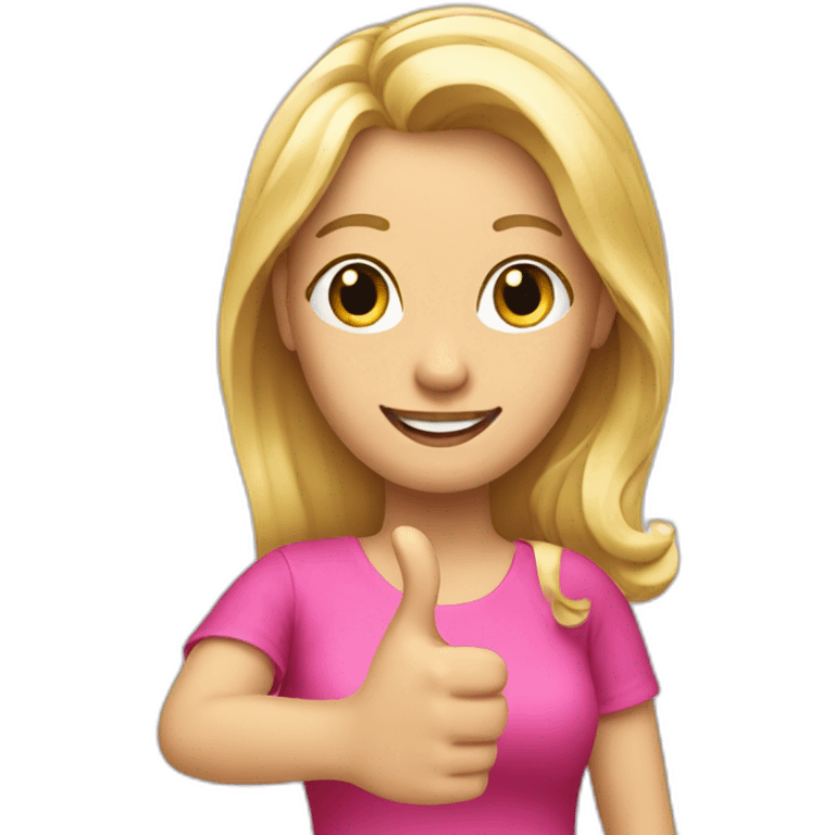 blonde hair lady with pink blouse thumbs up emoji