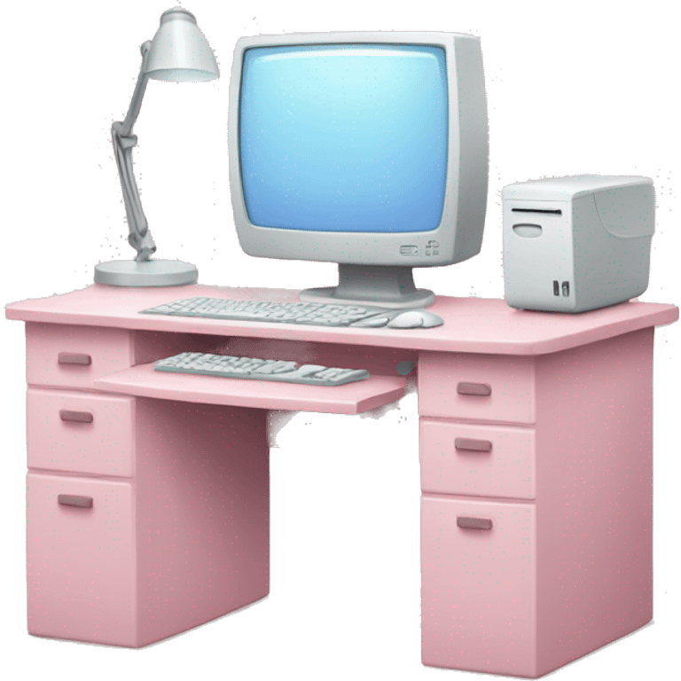 pastel pink computer desk emoji