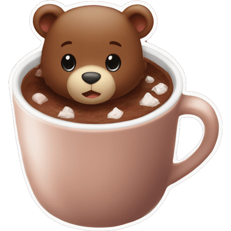 Baby bear inside of a cup of hot cocoa. Burgundy colored cup.  emoji