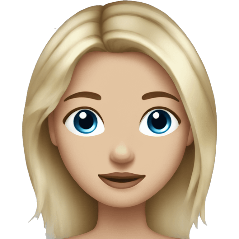 Girl with blue eyes hair balayage blonde and brown. Skinny hair long skin white  emoji