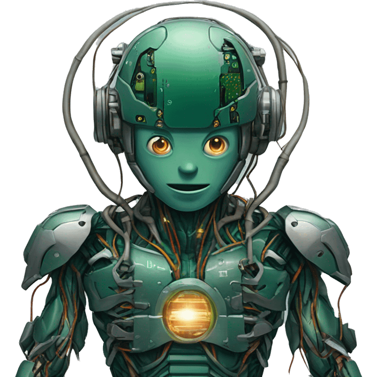 Deku cyborg with circuits and wires  emoji