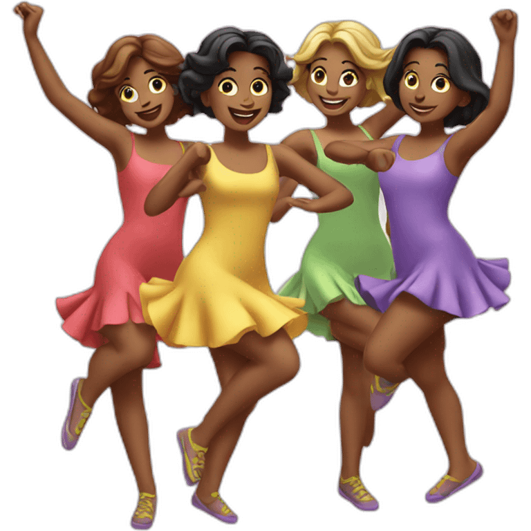 Four girls dancing emoji