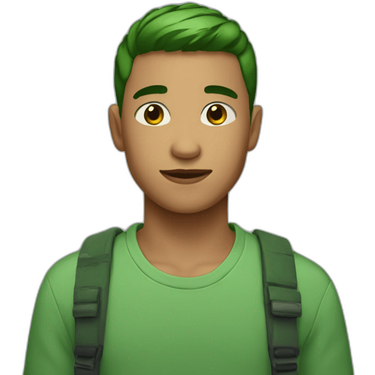 boy with green  short hair and brown eyes emoji