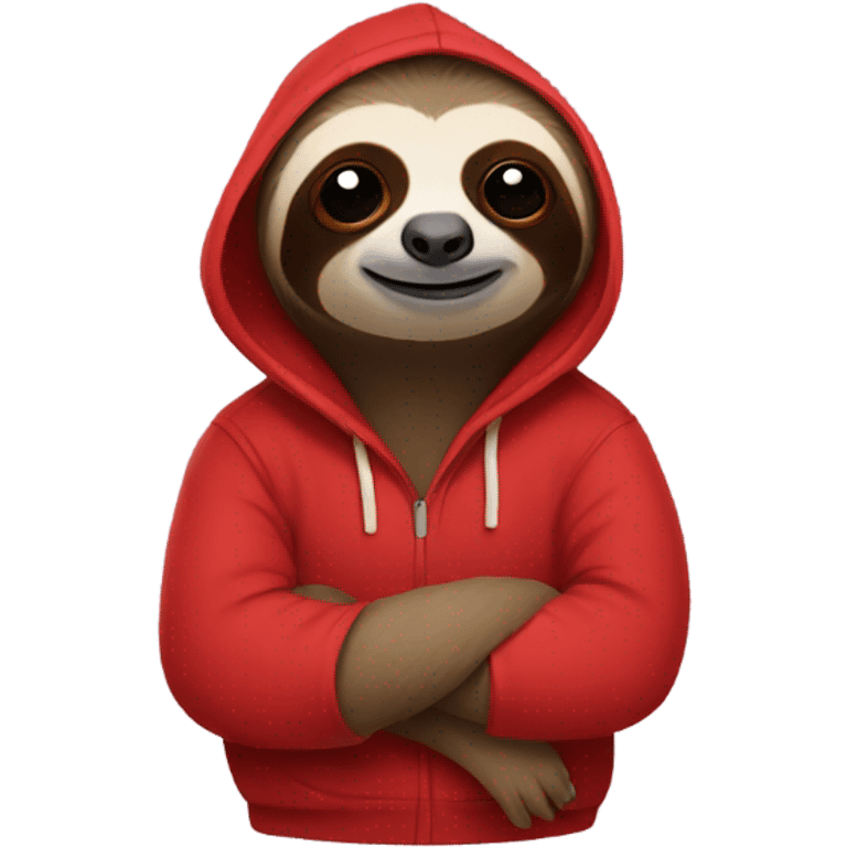 A sloth wearing a red hoodie emoji