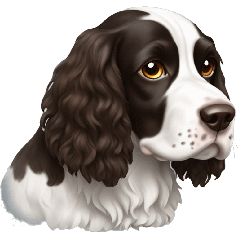 Black, white and brown English springer spaniel emoji