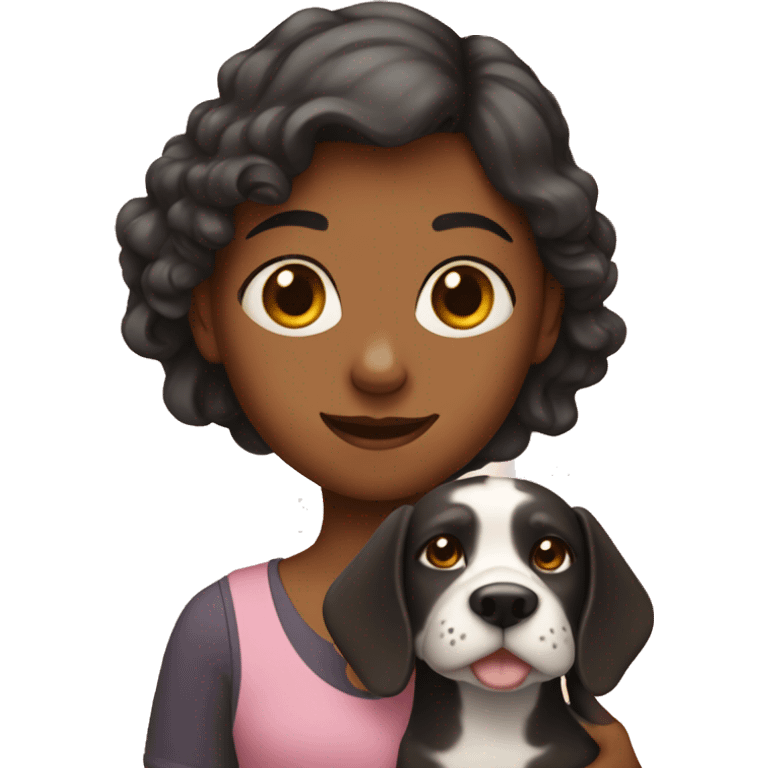 Girl with a dog in her hand emoji