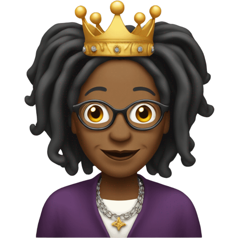 Whoopi Goldberg with a crown emoji