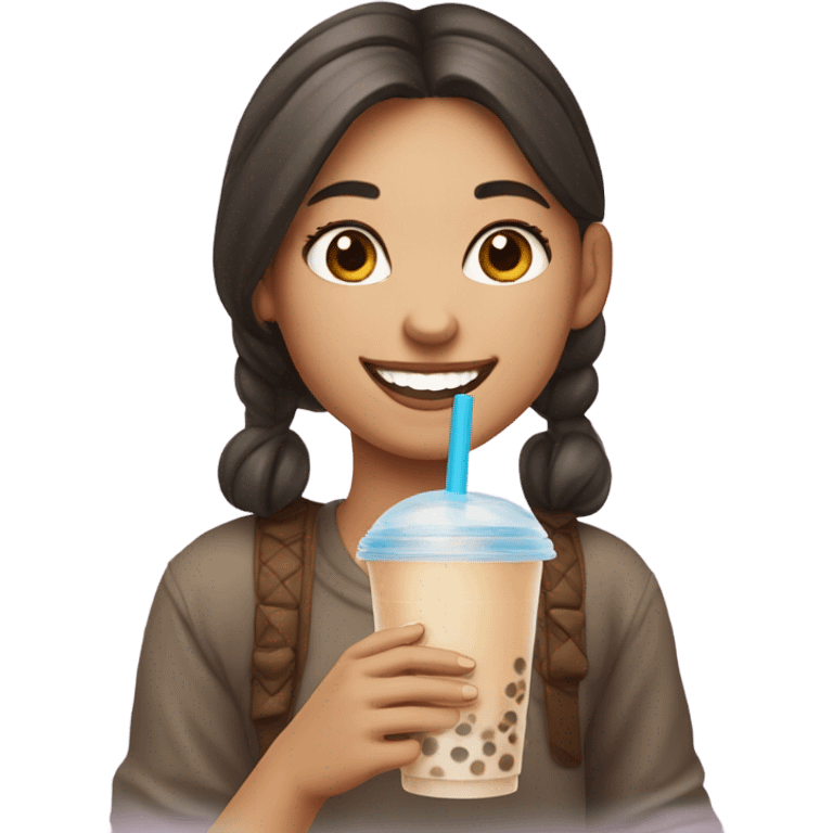 A girl drinking bubble tea emoji