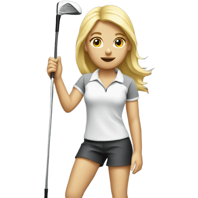 Blond Golf girl holding club emoji