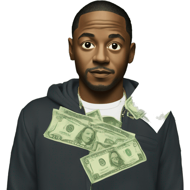 Kendrick Lamar next to a money tree emoji