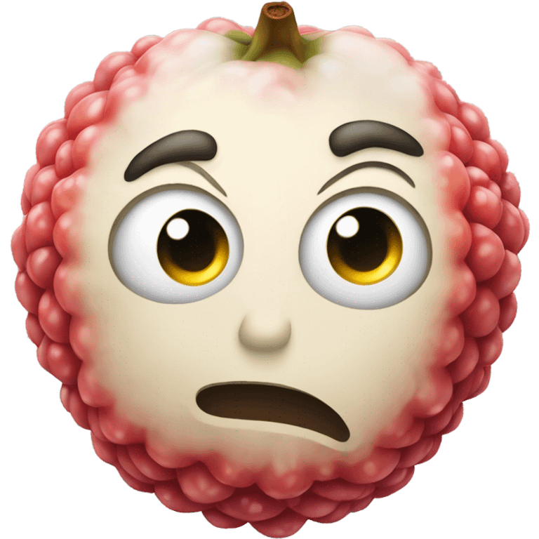 a lychee fruit with nonchalance face emoji