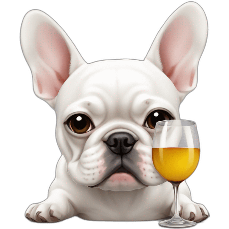 depressed-white FRENCH BULLDOG drinking-wine emoji