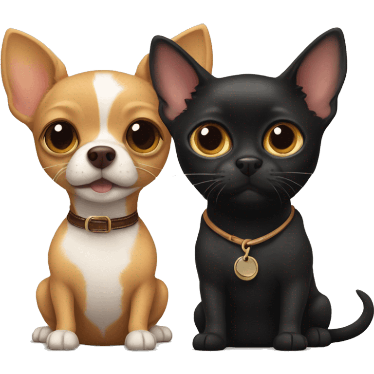 Cinnamon Chihuahua, and Brown, black Scottish cat  emoji