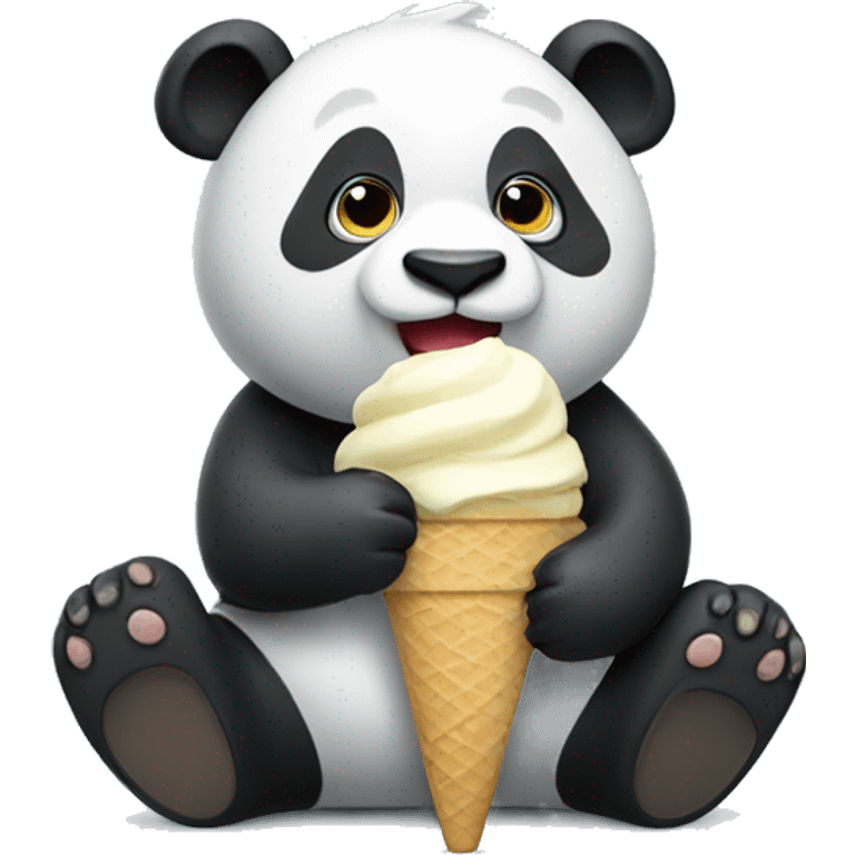 Panda eating ice cream emoji