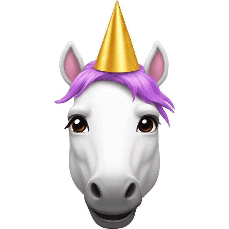 Unicorn wearing a party hat emoji