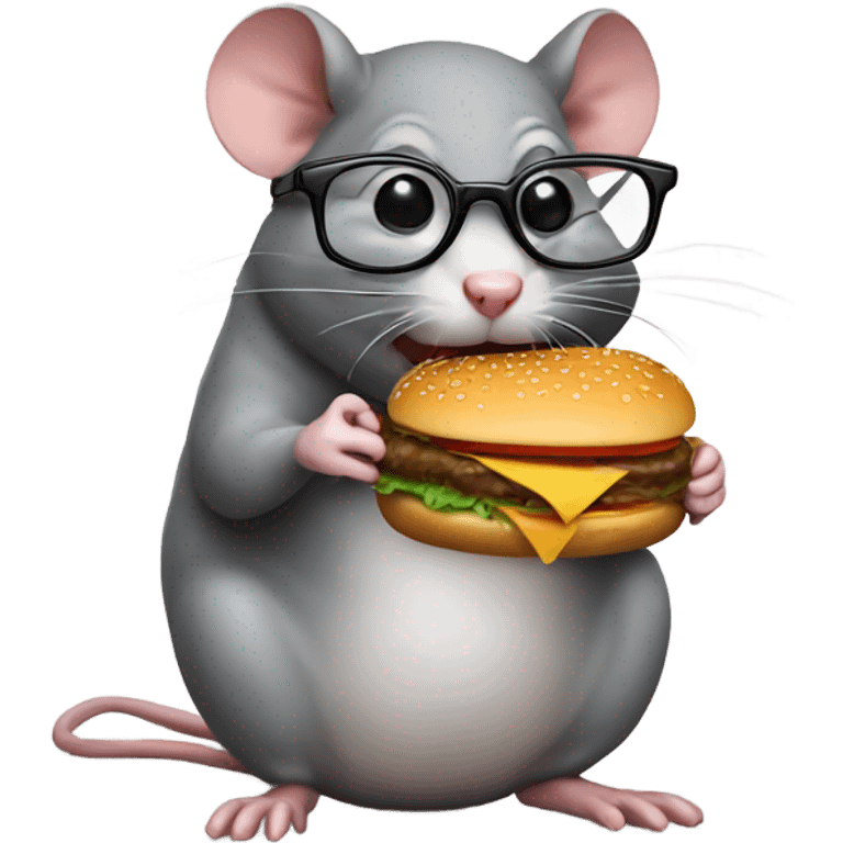 rat with glasses eating a burger emoji