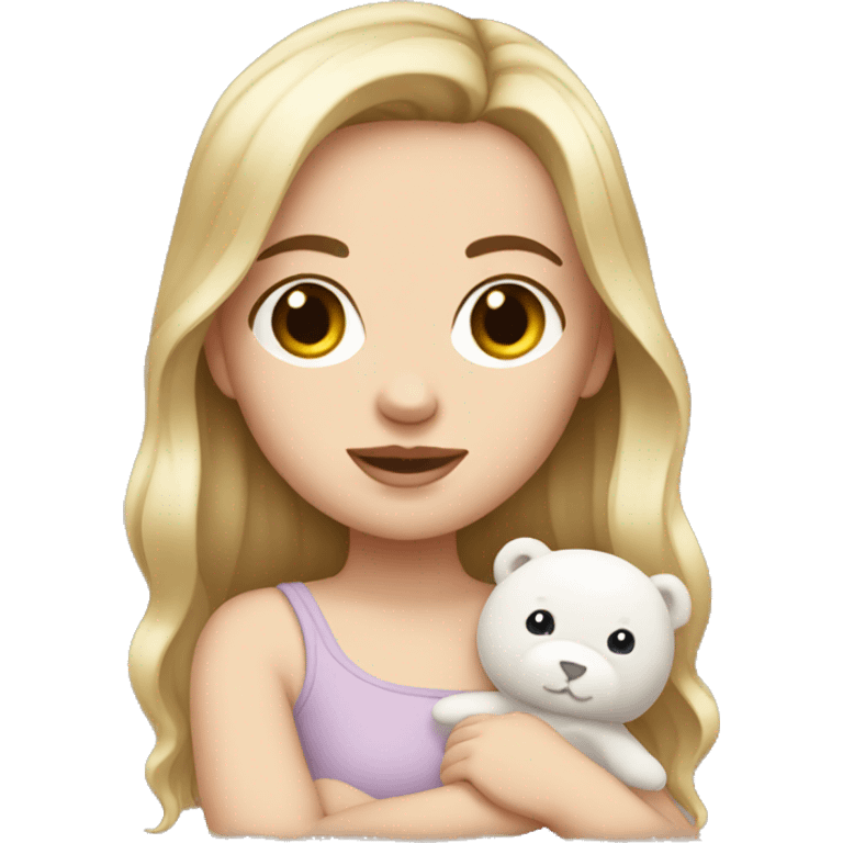 white girl with baby plushy emoji