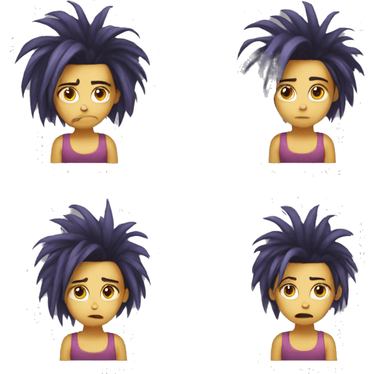 sad girl emoji with mohawk emoji