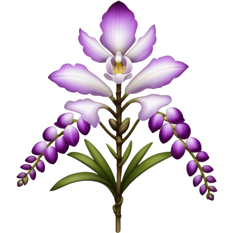 single white purple Rhynchostylis Orchid, 
straight stem emoji