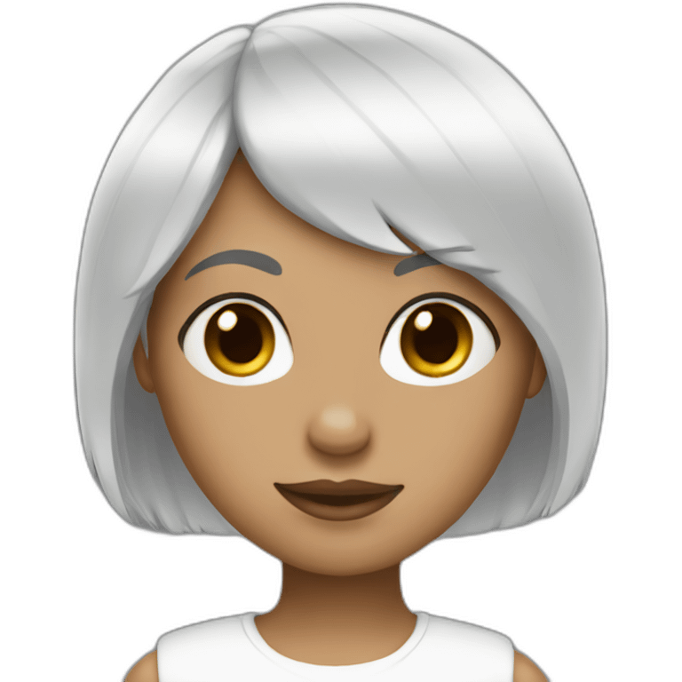 Black hair girl with white bangs emoji